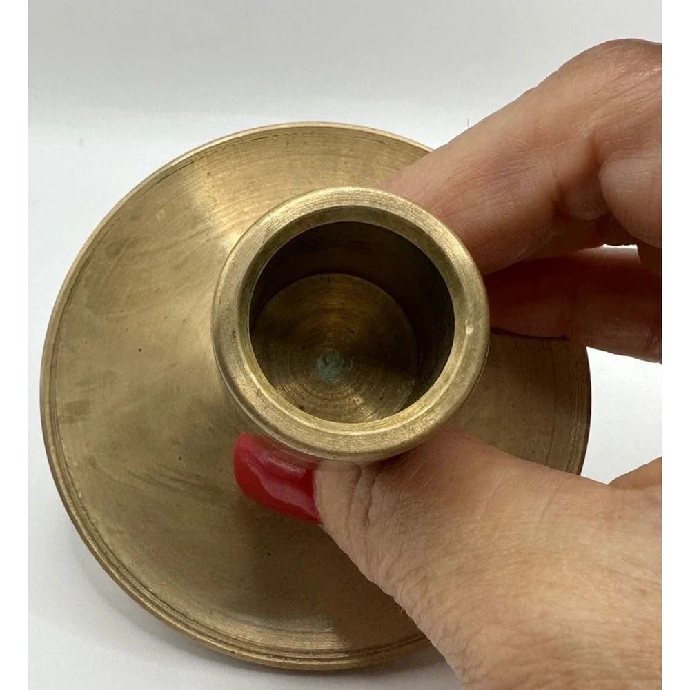 Vintage Brass Set Of Two Candle Stick Holders Heavy Mid Century Farmhouse